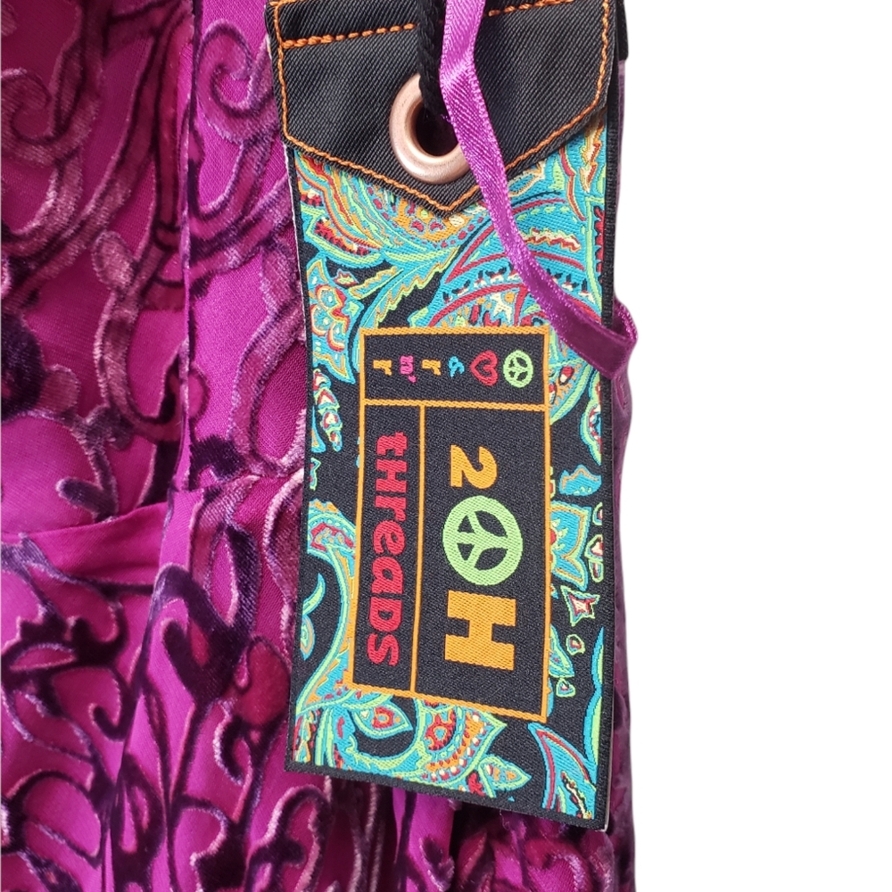 2OH THREADS & 2 HIPPIES MAXI DRESS SOFT SILK RAYLON PINK PURPLE FUCHSIA - Picture 4 of 6
